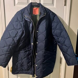J Crew Women’s Navy Puffer coat/Size XL